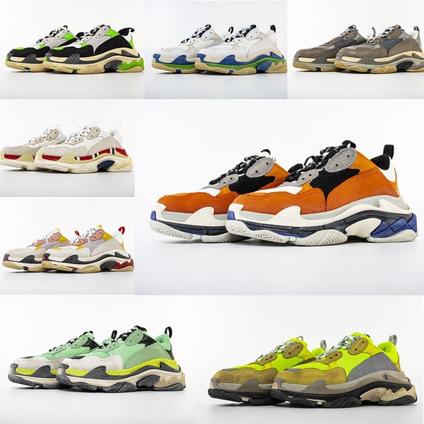 

2019 triple s men's and women's casual shoes new black red green mosaic solar shoe designer sports shoes 36-45