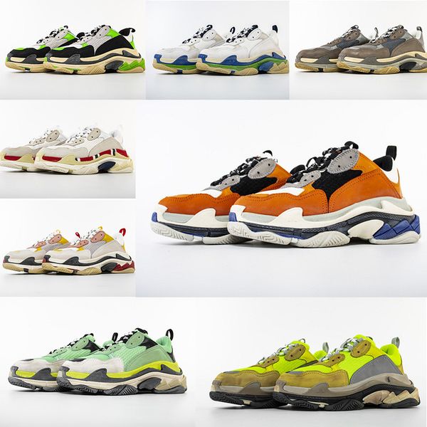 2019 heißer Verkauf Triple S Herren- und Damen-Freizeitschuhe, hochwertige neue schwarze, rote, grüne Mosaik-Solarschuh-Designer-Sportschuhe 36-45