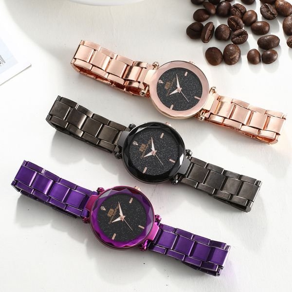 

luxury starry sky rhinestone design bracelet watches brand women watches stainless steel ladies quartz wristwatch clock gift, Slivery;brown