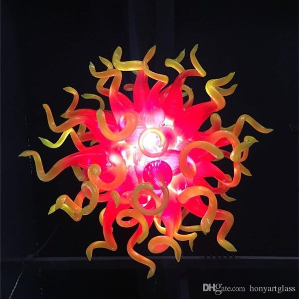

New Orange Red Europe Style Chandelier for Stair Cheap Murano Glass Chandeliers 110-240v Hand Blown Italy Style New Assembly Pendant Lamps