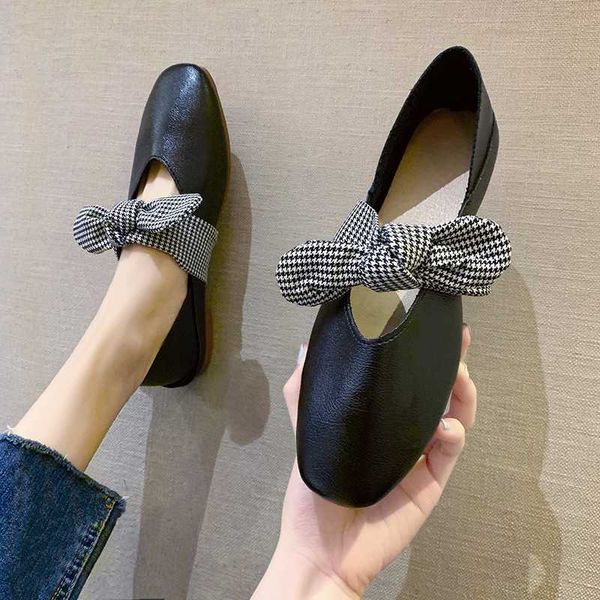 

korean shoes shallow mouth female footwear women's moccasins casual sneaker round toe bow-knot 2020 dress grandma summer new, Black