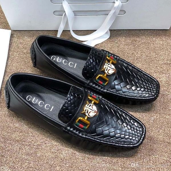 

2020 summer new brand black men's casual wild leather pea shoes low-key comfort out driving suit with original packaging qt