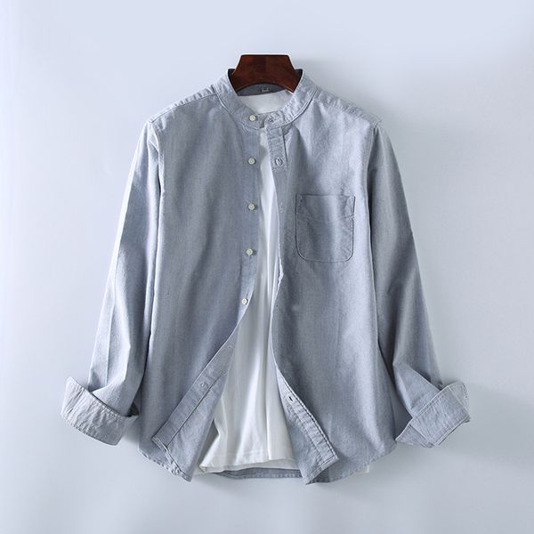 

mens long sleeve solid oxford dress shirt left chest pocket high-quality male casual regular-fit button down shirts, White;black