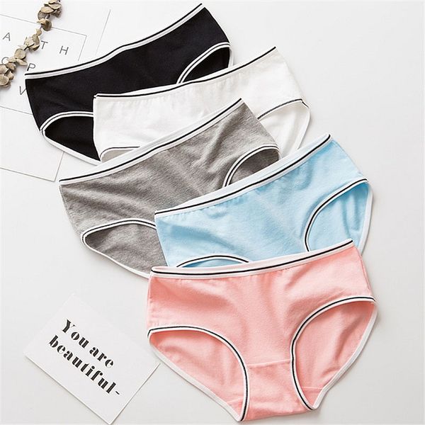 

2020 fashion women cotton solid color underwear girls underwear women panties intimates briefs, Black;pink