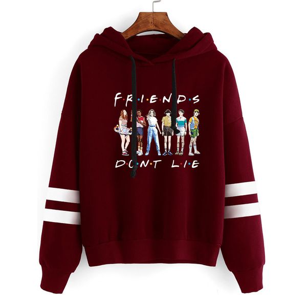 

мода харадзюку streetwear hoodie кофты женщина с длинным рукавом в полоску пуловеры женские друзья dont lie толстовка топы, Black