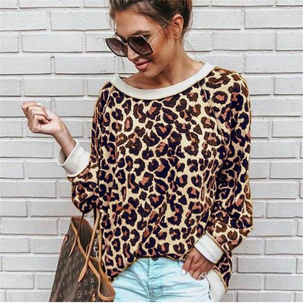 

women blouse long sleeve loose streetwear lady winter warm fall comfortable leopard casual pullover blouse women clothes, White
