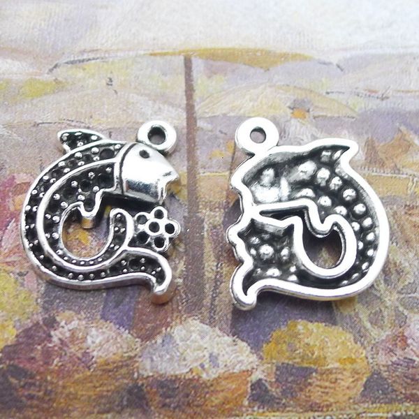 

b7737 23*23mm fish ancient silver combine gold product parts 50 individual / package 3 g, Bronze;silver