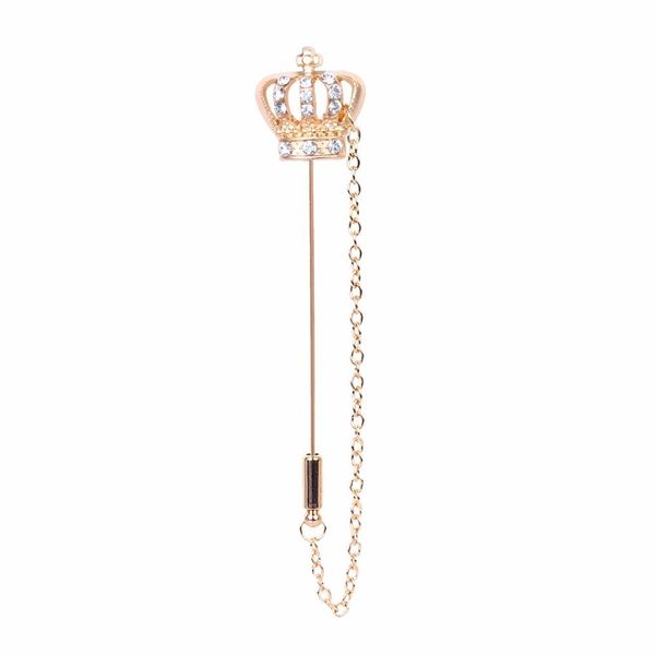 

new fashion gold color rhinestone crystal crown brooch collar pins for women jewelry wedding party brooches accessories xr187, Gray