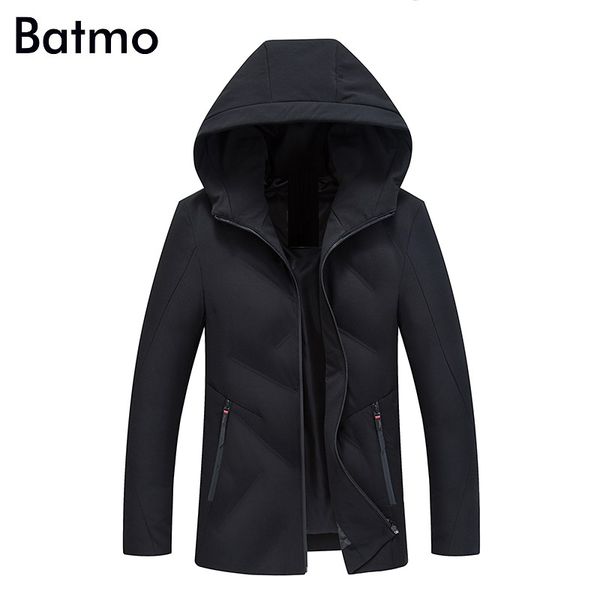 

batmo 2018 new arrival 90% white duck down hooded jackets men,men's winter caot,plus-size m-4xl 18037, Black