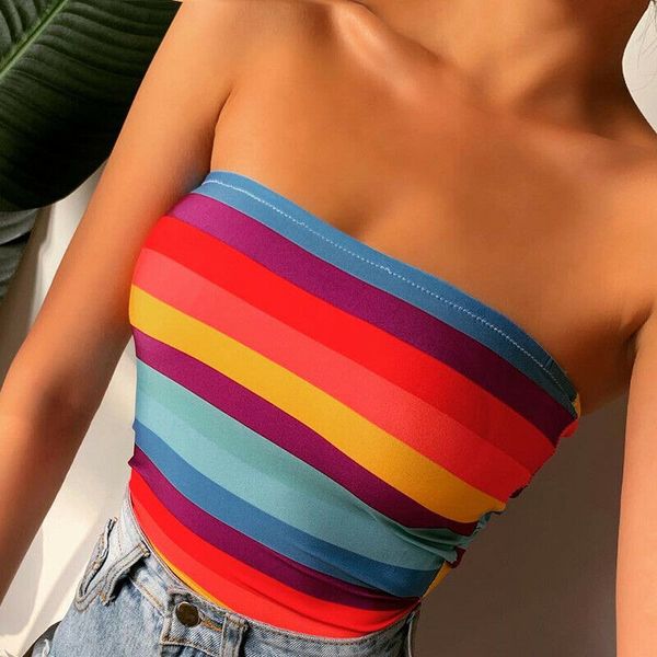 

мода женщины сексуальная полосатая без бретелек танк без рукавов дамы бандаж летний топ элегантные дамы вечерняя вечеринка клуб уличная одеж, White