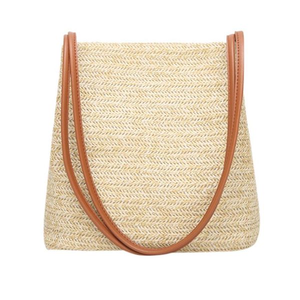 

summer style linen female shopping bag single shoulder bags bucket shape totes 2019 casual solid weaving bag women's handbags