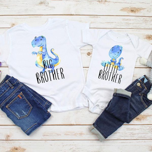 

1pc dinosaur big brother little brother shirt sibling shirts coming home outfit baby bodysuit big tees, Blue