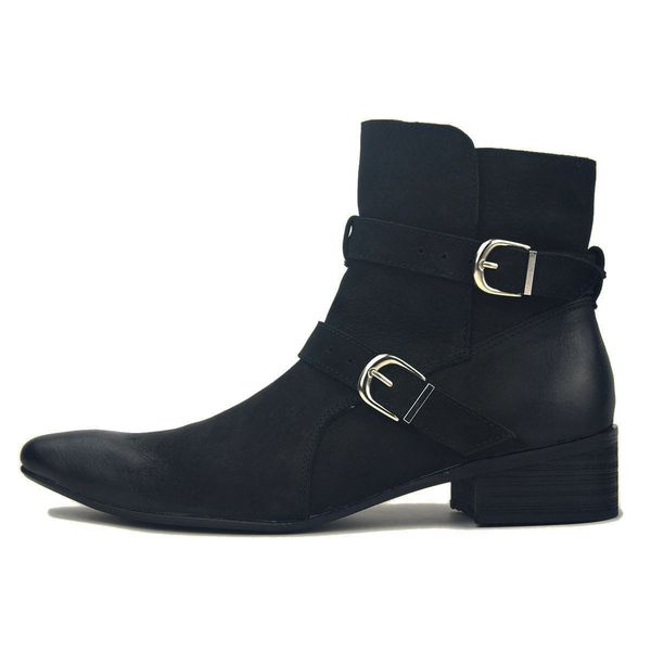 

fashion mens boots zipper genuine leather boots men ankle shoes spring/autumn designer boots cow leather shoes, Black