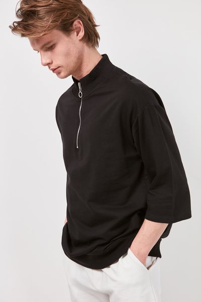 

trendyol male zipper sweatshirt tmnss20sw0077, Black