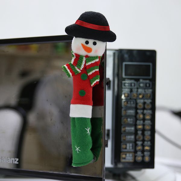 

3pcs/set christmas kitchen decor microwave fridge door handle cover ornament christmas party new year home decorations for 2019