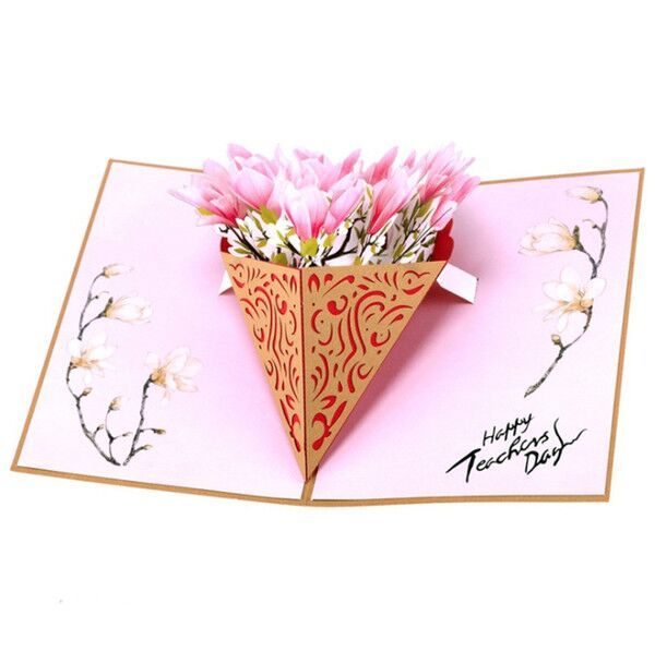 

flower valentine 3d laser kraft paper pop up card with envelope invitations greeting cards wedding invitation