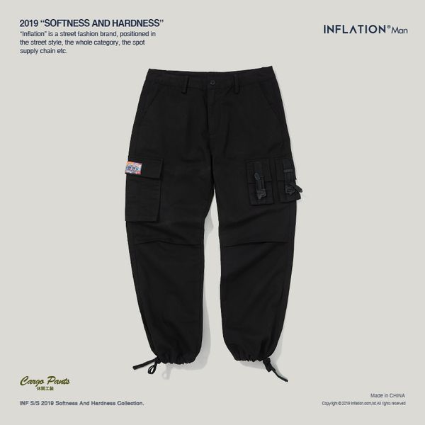 

ankle tied pants 2019 new men black trousers male bound feet trousers ins swag work pocket leisure pants 9304s