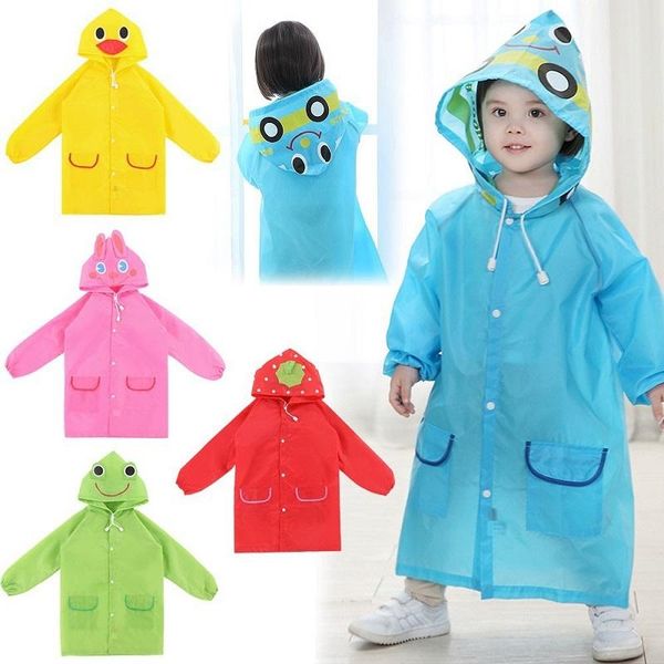 

cartoon kids raincoat animal style waterproof coat for children student rainwear rainsuit drop shipping cartoon kids myoge, Red;brown