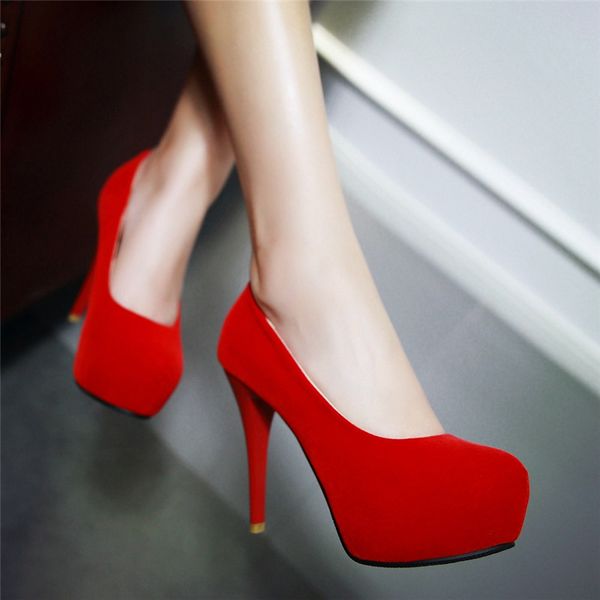 

shoes women high heel platform ladies stiletto heel pumps round toe slip on dress party shoes red blue large size 33 42 43 44 45, Black
