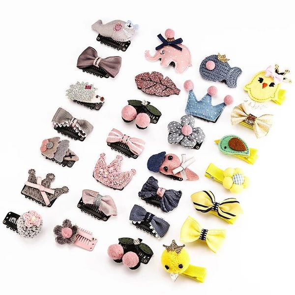 

7 types selling children's fresh hair clip sets baby girls cute hair accessories for over 1 years fashion, Slivery;white