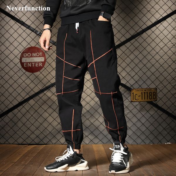 

spring autumn men loose embroidery joggers casual trousers streetwear hip hop elastic waist male harem pants sweatpants, Black