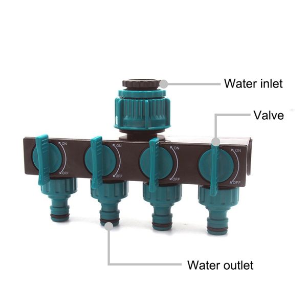 

garden watering lawn maintenance professional faucet 1-in-4-out valve splitter 4 ways splitter gardening tools and equipment