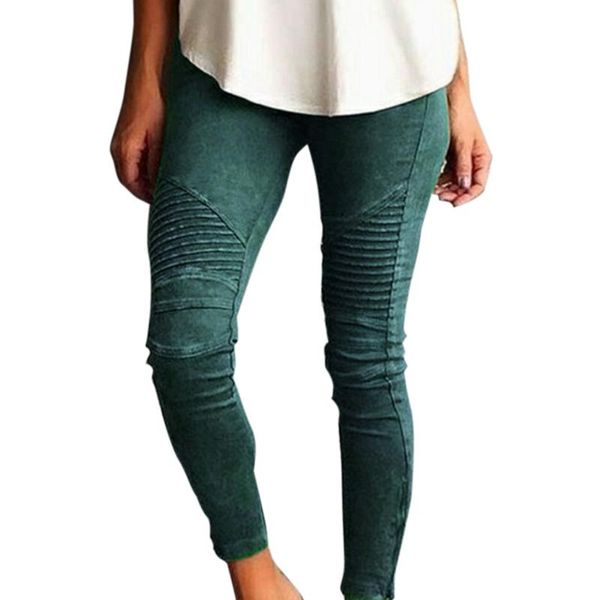

high elastic woman long pants vintage pleated design skinny trousers plus size small side zipper casual pants femme green xxxl, Black;white