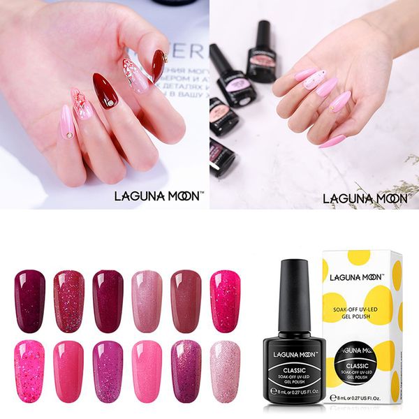 

lagunamoon 8ml rose red color gel ногти uv / led лампа soak off картины semi постоянной эмаль лак лак gellak, Red;pink