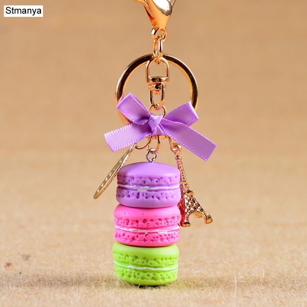 

key chain cake key chain fashion cute french pastries keychain bag charm car key ring wedding party gift jewelry, Silver