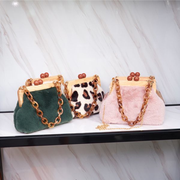 

сумка женская сумка 2019 новая мода деревянный зажим перекинутая цепь