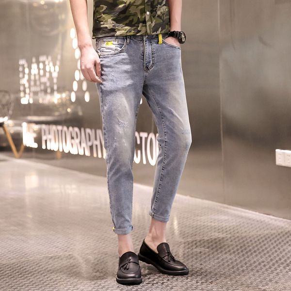 

new fashion men's jeans 2019 slim classic high-end casual stretch pants comfortable thin section light blue jeans 28-33size