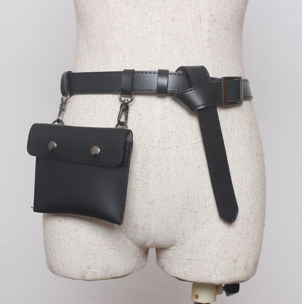 

waist belt bag sport female bag women solid black leather waist pack small bags waterproof wallet female phone bag case