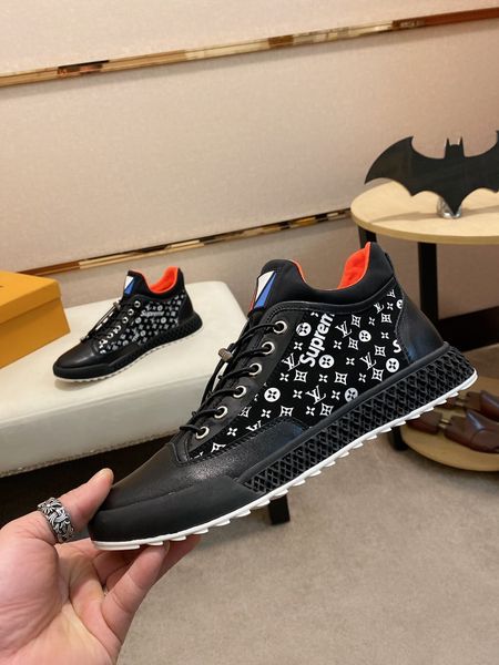 

2020 colorful reflection men's casual shoes platform fashion luxury sneakers leather orange retro coach shoes canvas shoes, Black
