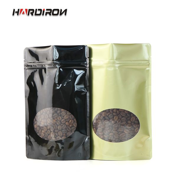 

hardiron толстая золотая алюминиевая фольга самонастраиваемый стоящий мешочек оконный кофейный боб герметичный упаковочный пакет с застежкой