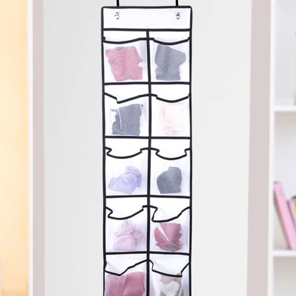 

closet hanging bag storage over door wall shelf holder mesh pockets shoe organizer narrow