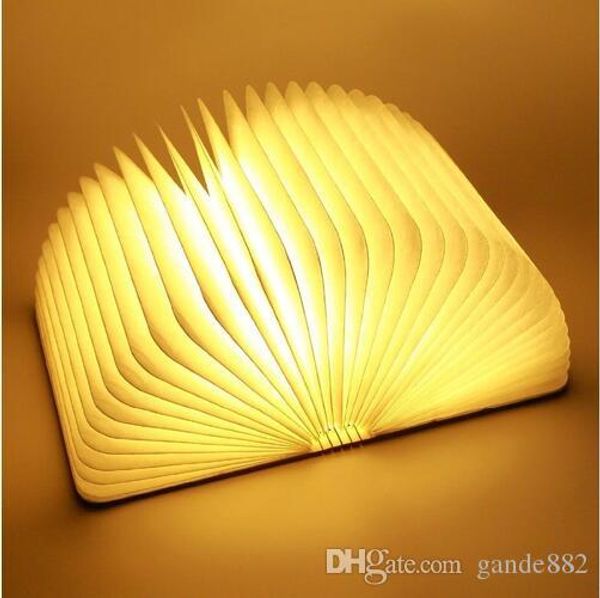 Warm Weiß Licht Große LED Buchlampe,Holz-Nachtlicht Nachttischlampe,Tischlampe