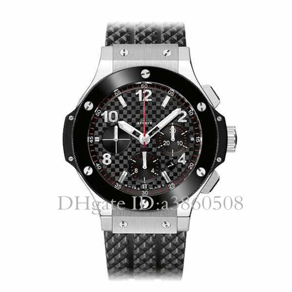 

Soft rubber trap port men 039 watche ceramic bezel japane e vk quartz chronograph watch luxury bang montre de luxe, Slivery;brown