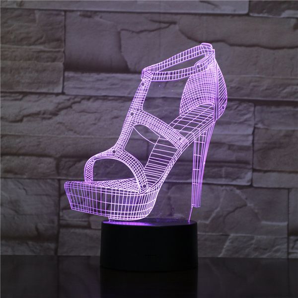 

women's high heels shoes 3d led night light atmosphere table lamp bedside gf girlfriend birthday gifts lampara decorative lights