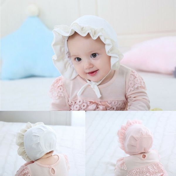 

Lovely Newborn Infant Christening Bonnet Beach Bucket Hat Baby Girl Sun Summer Cap