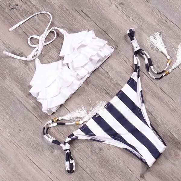 

halter swimwear bikinis women swimsuit new female wear bikini set beach swim summer printed bathing suit biquini, White;black