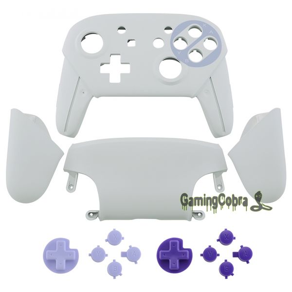 

soft touch classic snes style faceplate backplate housing shell cover w/ handles replacement for nintendo switch pro controller