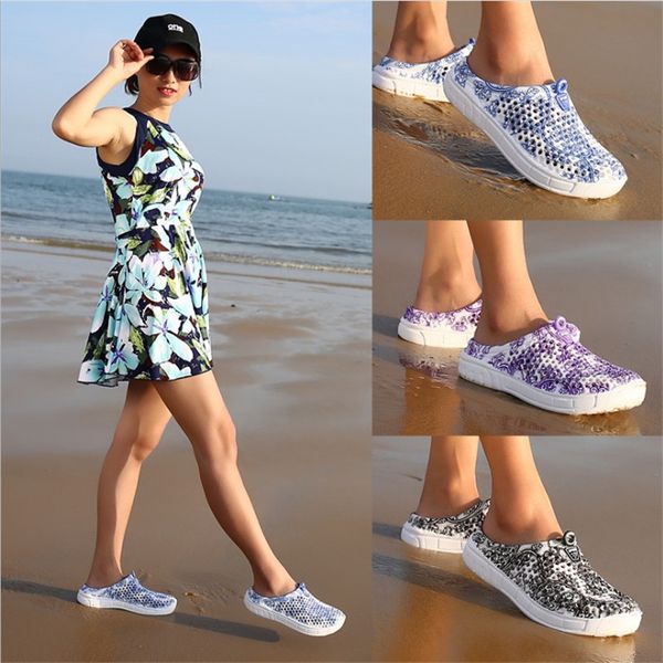 

bohemia women summer beach slippers shoes fashion casual flat sandals breathable ladies slippers jelly shoes 2018 dld927, Black