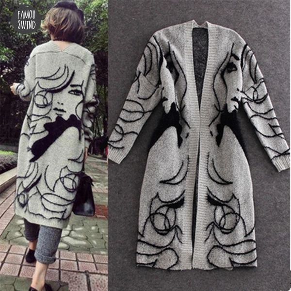

european sweater 2019 big spring autumn thick loose bat sleeve women long cardigan pattern sweater coat female sw147, White;black