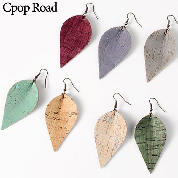

cpop new wood grain pu leather earrings solid color fashion leaf earrings jewelry women accessories gifts drop shipping, Silver