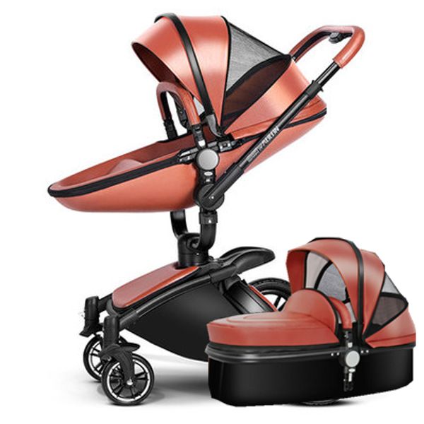 

aulon baby stroller leather two-way buggiest shock absorbers baby car cart trolley