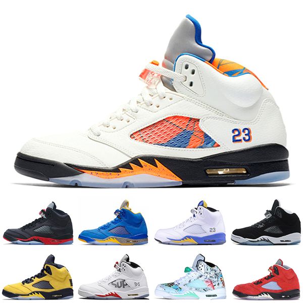 

2019 new 5s arrival michigan 5 sup desert black grape mens sports sneakers white cement camo oreo mens designer shoes basketball shoes, White;red