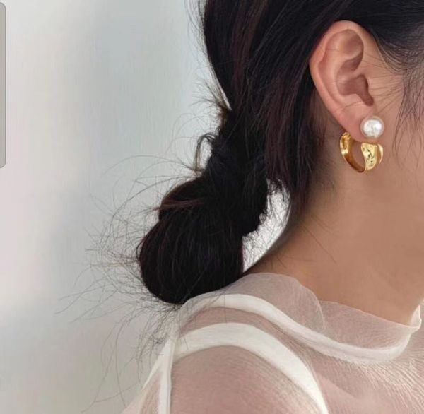 

c earrings women fashion jewelry pearl gold stud earings ladies simple channels ear ring jewellery elegant earing, Golden;silver