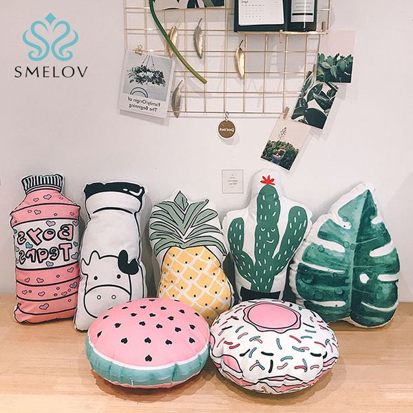 

smelov cute pillows 3d fruit pp cotton cushion fruit cactus plant shaped throw pillow sofa bed office chair decorative pillows