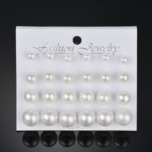 

letapi 12 pairs/set simulated pearl earrings for women jewelry bijoux brincos pendientes mujer fashion stud earrings, Golden;silver