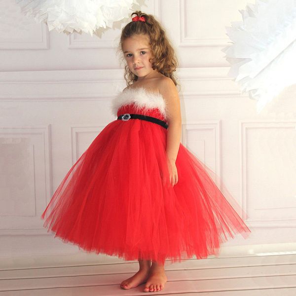 

selling christmas tutu children's dress mesh dress tube mesh childrenswear, Red;yellow